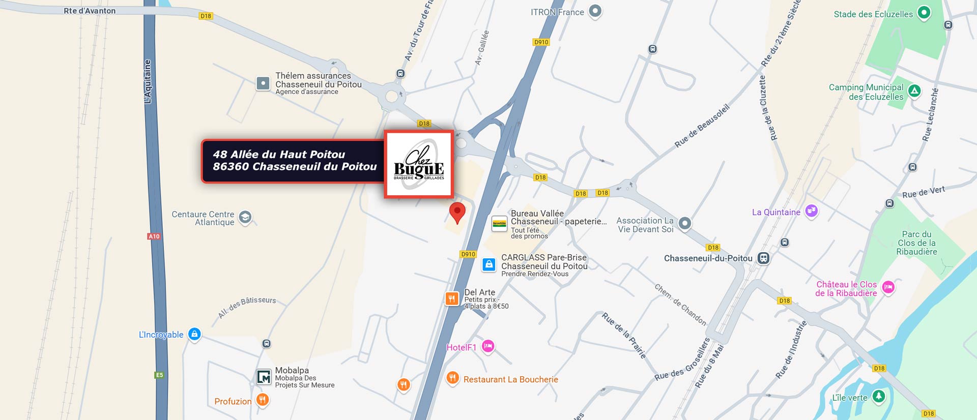 Accès à la brasserie Chez Bugue